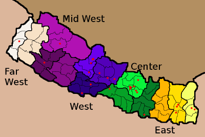 Division of Nepal into Development Area, Zone and District