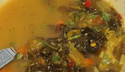 Indian/Burmese/Mizo Food: Fermented sour cabbage (Antam Thur) 