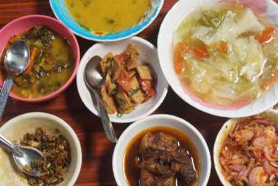 Indian/Burmese/Mizo Food: Variety of Mizo dishes served in Grace Restaurant, Aizawl, Mizoram 