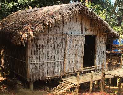 Mizo bamboo house, in Mizo Tourist Village in Reiek, near Aizawl, Mizoram (North-Eastern India)