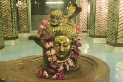 Shiva Lingam with face in main room of Mata Mandir (Mother Temple) in Amritsar, Punjab (India)