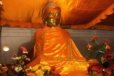 Burmese-style Buddha statue in the Theravada Temple of Buddhist Orphanage in Bandarban (Chittagong Hill Tracts, Bangladesh)