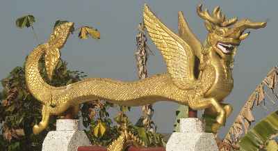 Dragon at Golden Temple (Shorno Mandir, Buddha Dhatu Zadi) near Bandarban (Chittagong Hill Tracts, Bangladesh)
