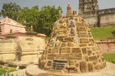 Stupa pasted together from ancient debris, in Bodhgaya, Bihar, Northern India