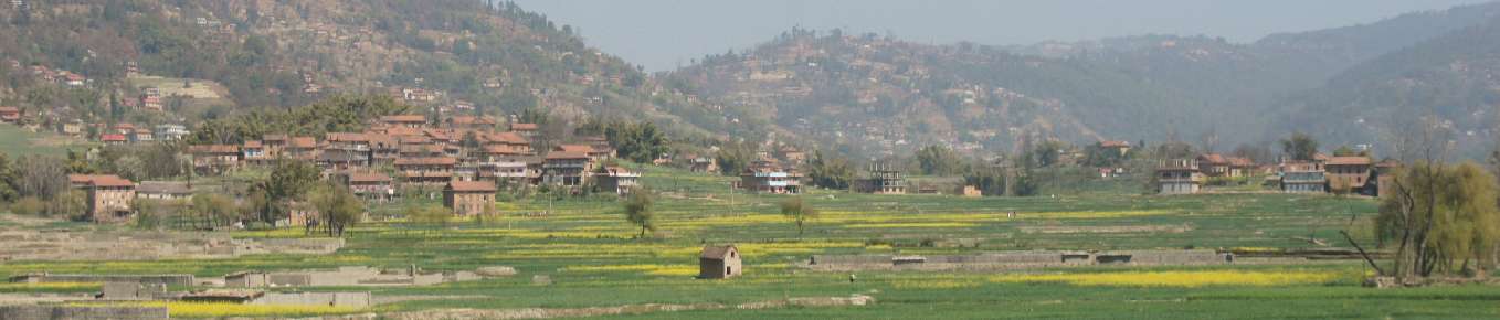 View on rural village in Kathmandu valley, between Changu and Bhaktapur, Nepal