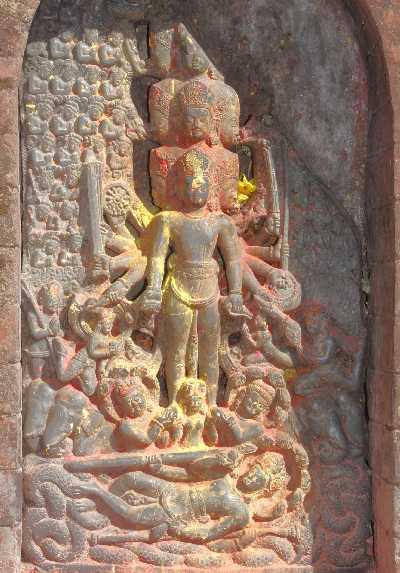 Narayana (Vishnu) stone carving, Changu Narayan Mandir Temple, near Bhaktapur (Kathmandu valley, Nepal) 