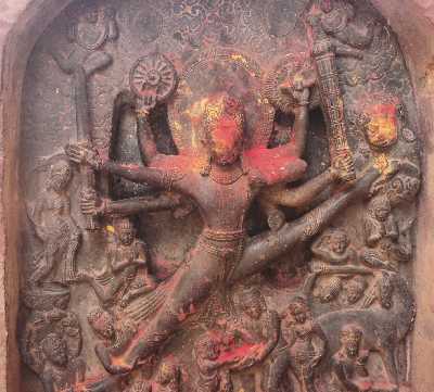 Vamana (Vishnu avatar) stonecarving, at Changu Narayan Mandir Temple, near Bhaktapur (Kathmandu valley, Nepal)