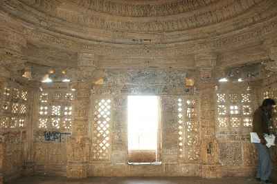 Top level room in Vijaya Stambha (Tower of Victory) in Chittorgarh Fort, Rajasthan, India
