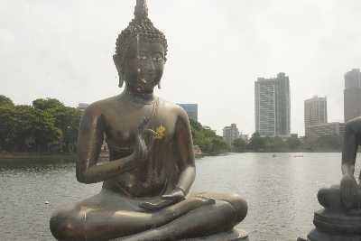 Buddha statue at Thai temple Seema Malakaya, Slave Island, Colombo, Sri Lanka