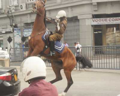 Mounted Police on horseback in Colombo Fort, Sri Lanka