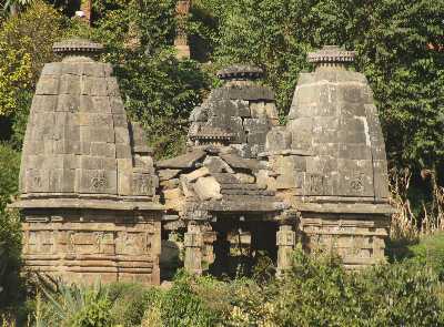 Hindu stone temple with two Shikaras flanking a Mandapa at Ajaimerkot (Ajaymerukot) near Dadeldhura, Western Nepal