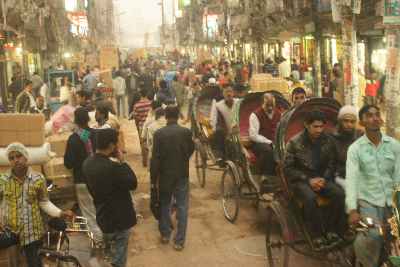 Street crowds in Nawabpur Road, in Dhaka, Bangladesh