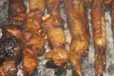 Nepali Food: Barbecued Chicken and Pork (Justa, Sekuva)