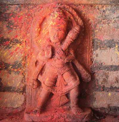 Statue of Bhimsen (Bhima Sena) Newari Hindu God in Panauti, Kathmandu Valley, Nepal