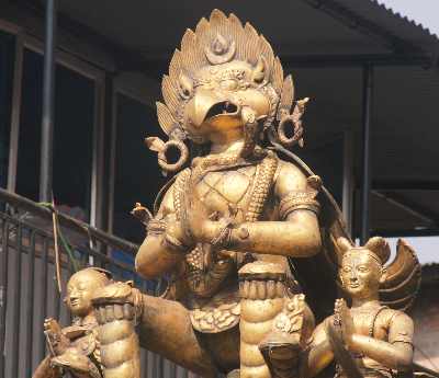 Garuda mount of Hindu god Vishnu, Bronze Figure, in Dhulikhel, Kathmandu Valley, Nepal
