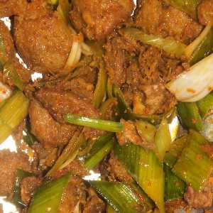 Nepali/Newari Food: Vegetarian Choila from soybean cake (Masyura, Masaura) 