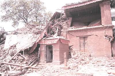 Nepal Earthquake 2015: Destruction at Hanuman Dhoka (Part of Durbar Square), Kathmandu 