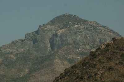 Girnar Hill, seen from Uparkot Fort in Junagarh, Gujarat (India)