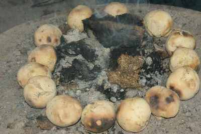 Indian Food: Round Chapati (litti) baked with cow dung