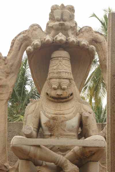 Monolithic giant Narasimha (Man-lion) at Hampi (former Vijaranagara), Karnataka (India)