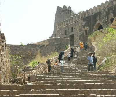 Entrance gate to Golkonda fortress, Hyderabad, Telangana formerly Andhra Pradesh (India)