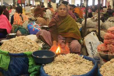 Pickled bamboo shoots at Ima Keithel (Women Market) in Imphal (Manipur, North Eastern India)