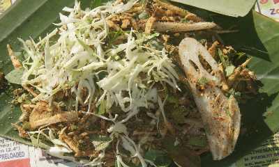 Indian / Manipuri food: Shingjou (raw salad with lotos root) 