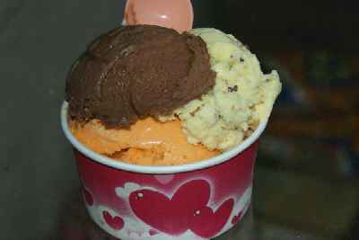 Ice Cream (Chocolate, Kewar, Saffron) eaten in Jaipur, Rajasthan, India