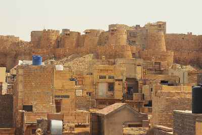 Panoramic view of fort wall in Jaisalmer, Rajasthan (India)