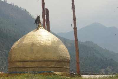 Golden dome of Chandannath Mandir Hindu Temple in Jumla, Western Nepal