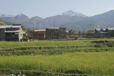 Jumla and snow-capped mountain backdrop, Western Nepal