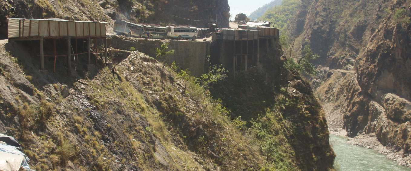 Dramatic section of the Karnali Highway before Kalikot, Nepal