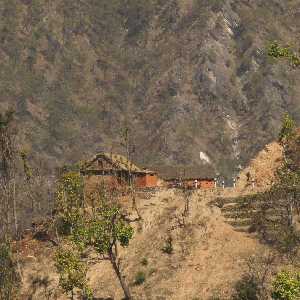 Isolated house view from Karnali Highway (Surkhet to Jumla, Western Nepal)