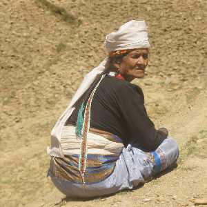 Village woman, view from Karnali Highway (Surkhet to Jumla, Western Nepal)