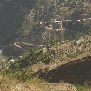 View on the past part of the road, view from Karnali Highway near Kalikot (Surkhet to Jumla, Western Nepal)