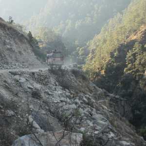 Bus encounter, view from Karnali Highway (Surkhet to Jumla, Western Nepal)