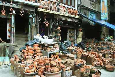 Earthware market near Nau Deva temple, Kathmandu, Nepal