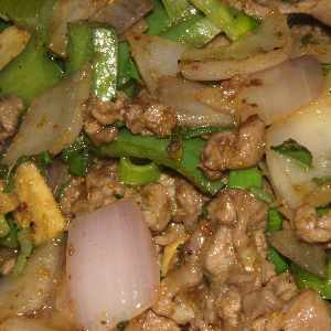 Chinese food: Ziran yangrou, mutton with cumin