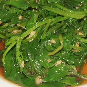 Chinese Food: Jiang-zhi bo-cai, cold spinach with ginger dressing