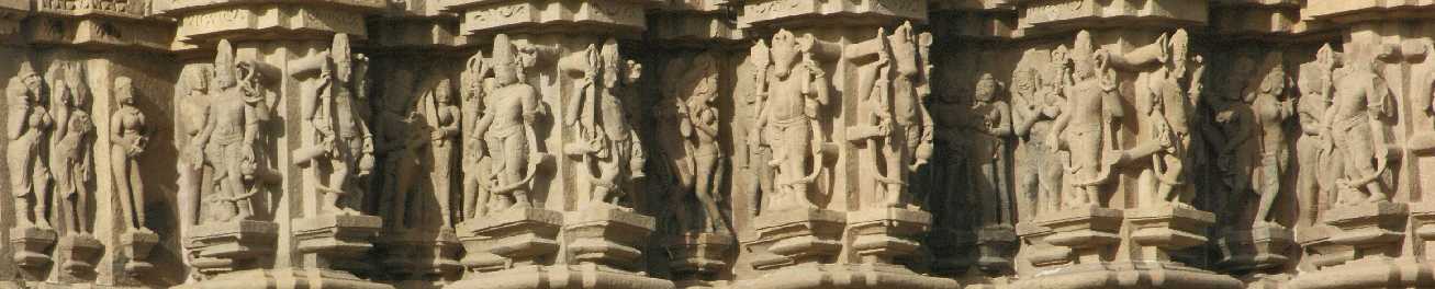 Stone caving at Dulhadeo Mandir Hindu Temple in Khajuraho (Souther Group), Madhya Pradesh, India