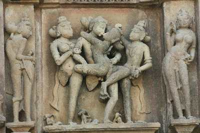 Erotic sculpture at Kandariya Mandir, Khajuraho, Madhya Pradesh, India