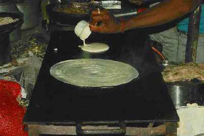 Preparation of South Indian food  Masala Dosa