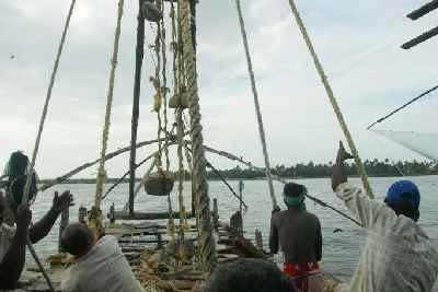 Chinese fishing nets (China-vala) in Fort Kochi, Kerala, South India