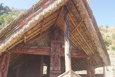 Naga Konyak tribal house, in Kisama Naga Tourist Village, near Kohima, Nagaland, North-Eastern India