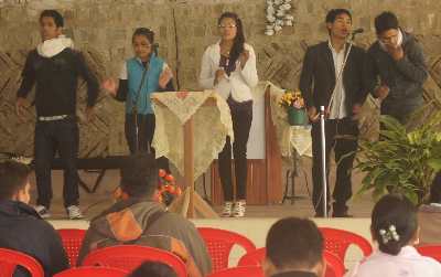 Singers in Naya Jivan Baptist Church, Kohima, Nagaland, North-East India