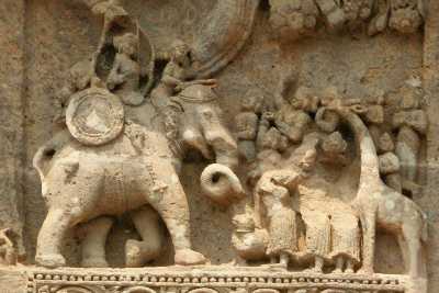 Stone carving showing Giraffe at Sun Temple Surya Mandir, in Konark, Odhisha (India)