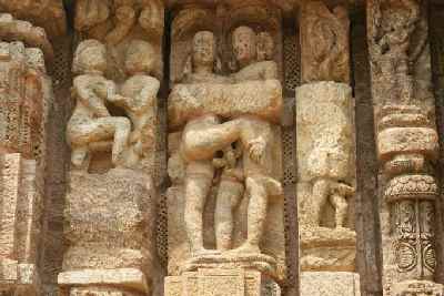 Erotic stone carving at Sun Temple Surya Mandir, in Konark, Odhisha (India)