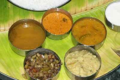 Indian / Tamil food: Dal, Sambar, Drumsticks, green beans and Rasam
