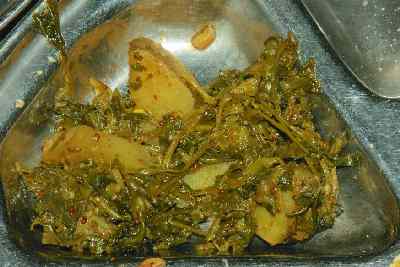 Indian Food: Aloo methi, Potatoes in a sauce of fenugreek leaves