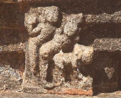 Erotic stonecarving at Nalanda Gedige Hindu/Buddhist Temple, between Matale and Dambulla (Cultural Triangle, Sri Lanka)